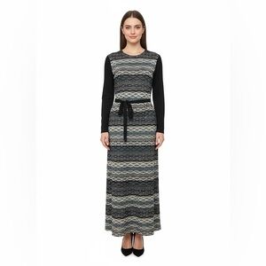 DEVORAH'S SECRET Modest Maxi Classic Geometric Knit Dress